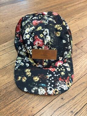 Ezekiel Kids Black Floral Leather‑Patch Snapback Hat